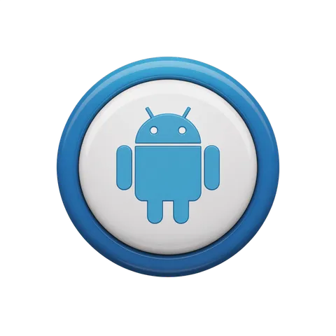 Isolated android robot logo button icon for mobile app design and digital marketing materials PNG