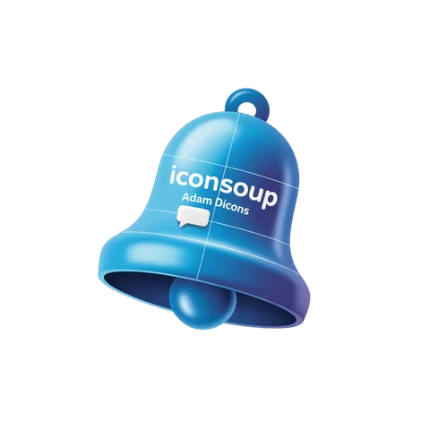 Isolated blue notification bell icon with speech bubble graphic element for digital design PNG