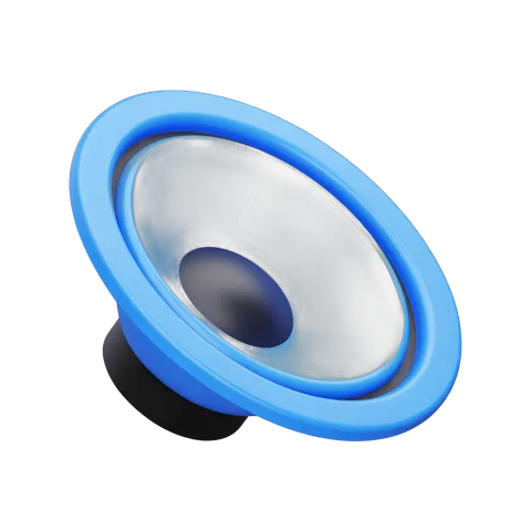 Isolated blue speaker cone graphic element for presentations and media designs PNG