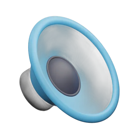 Isolated blue speaker graphic element for presentations and multimedia projects PNG