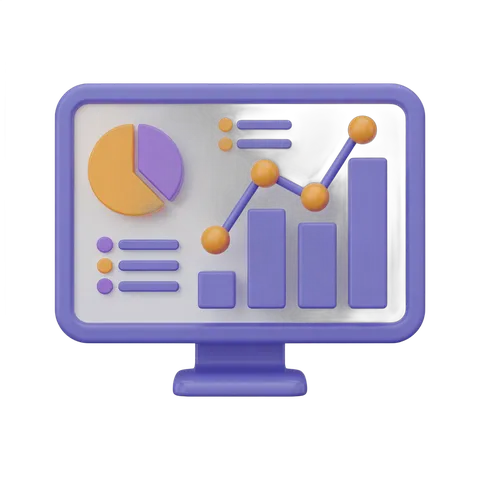 Isolated business analytics dashboard clipart with charts and graphs for presentations and reports PNG