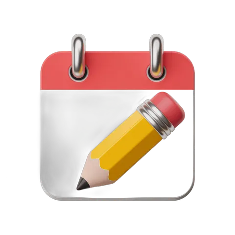 Isolated calendar clipart with pencil icon for planning and scheduling designs PNG