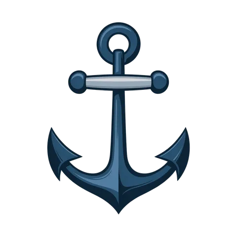Isolated cartoon anchor graphic element for nautical maritime travel and adventure branding PNG