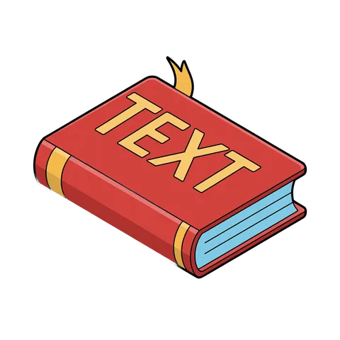 Isolated cartoon book with text label for educational and editorial design projects PNG