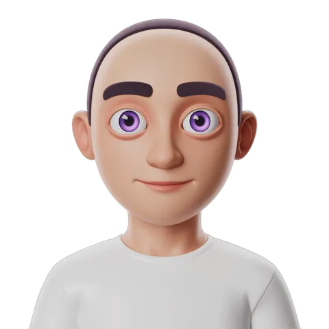 Isolated cartoon character with purple eyes smiling for digital illustrations and presentations PNG