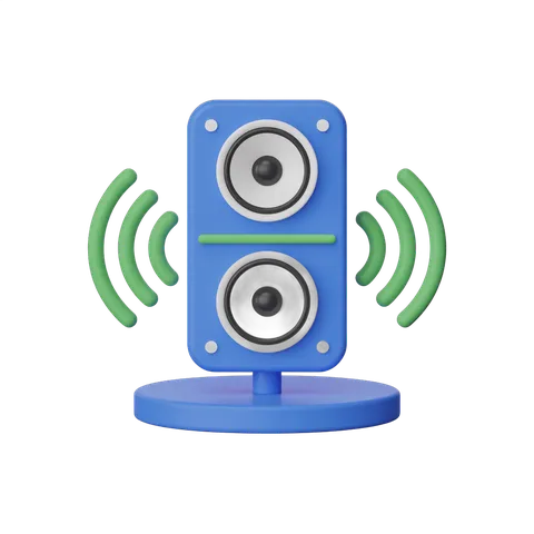 Isolated clipart speaker graphic with wireless signal waves for presentations and media designs PNG
