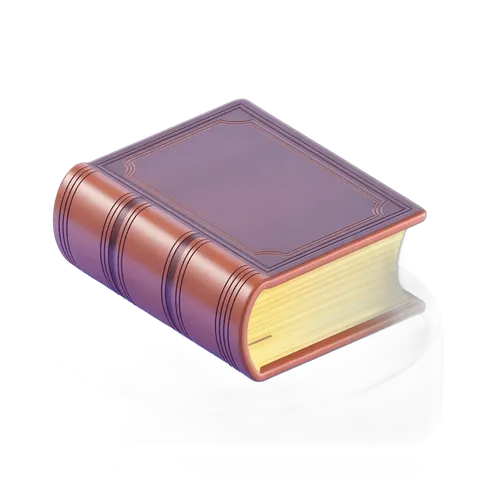 Isolated closed vintage leather bound book with gold pages clipart for editorial and graphic design PNG