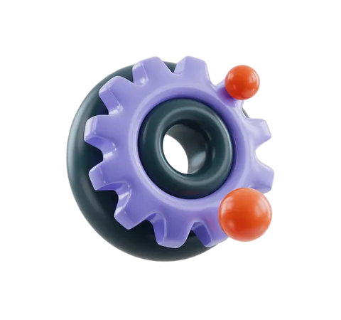 Isolated colorful gear toy with orange knobs for children educational play and learning materials PNG