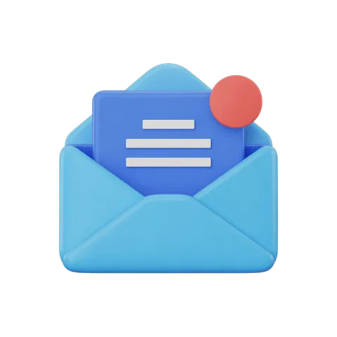 Isolated email envelope icon with notification badge for digital marketing PNG
