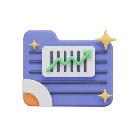 Isolated folder icon with upward growth chart graphic for business presentations and reports PNG