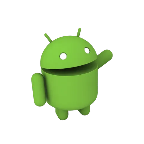 Isolated green android robot mascot clipart for mobile app technology branding and marketing PNG