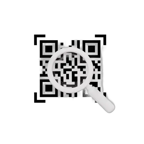 Isolated magnifying glass scanning qr code graphic element for digital marketing designs PNG