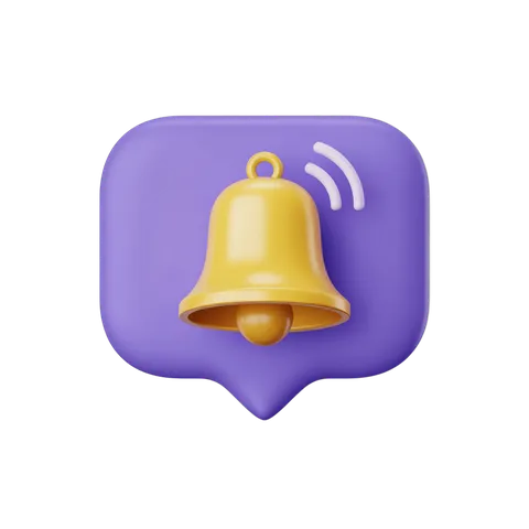 Isolated notification bell icon with sound waves for app alerts and digital communication designs PNG