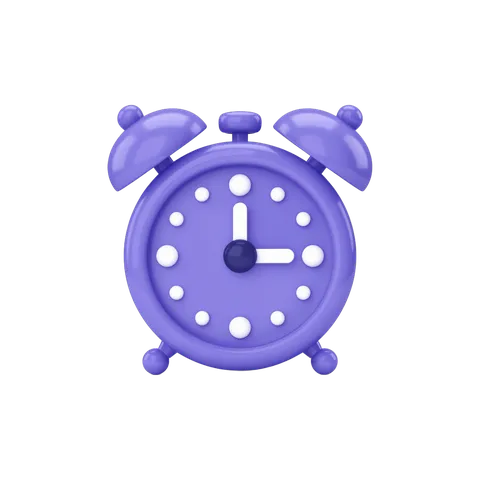 Isolated purple alarm clock illustration for productivity and time management graphics PNG