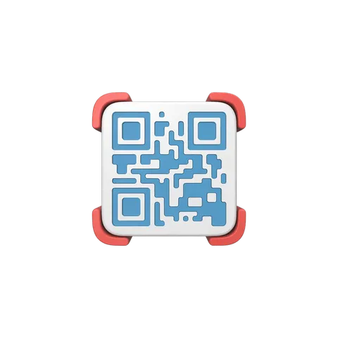 Isolated QR code graphic element with red corner accents for digital marketing and app promotion PNG