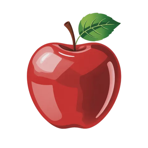 Isolated red apple clipart with green leaf for food graphics and healthy lifestyle designs PNG