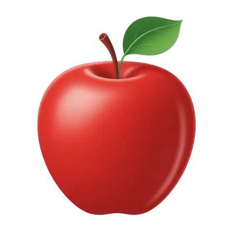 Isolated red apple clipart with green leaf for food graphics and healthy lifestyle designs PNG