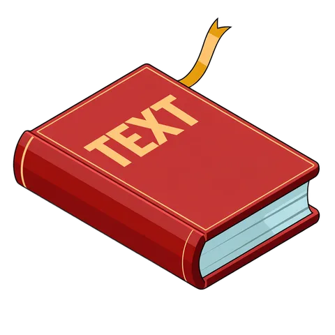 Isolated red book with text label for educational and editorial graphic design projects PNG