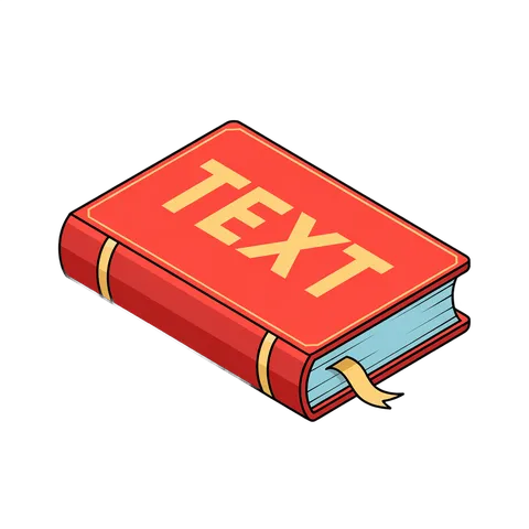Isolated red book with text label for educational content and publishing design projects PNG