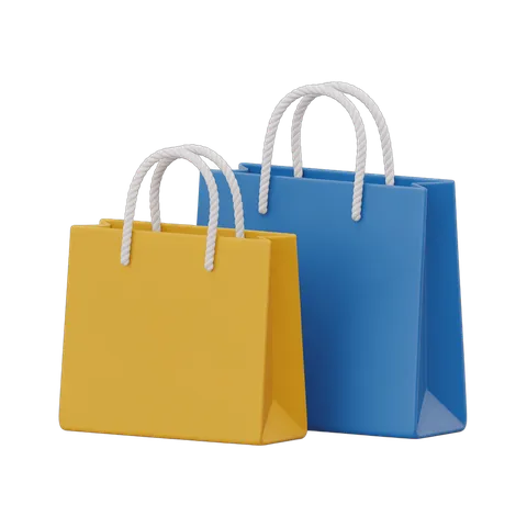 Isolated shopping bags clipart with handles for online store ecommerce website design and marketing PNG