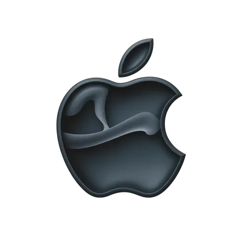 Isolated sleek black apple logo graphic element for branding and corporate presentations PNG