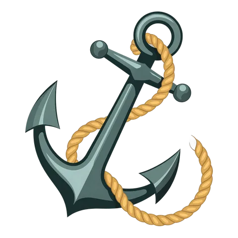Isolated transparent anchor graphic element for nautical maritime travel adventure branding PNG