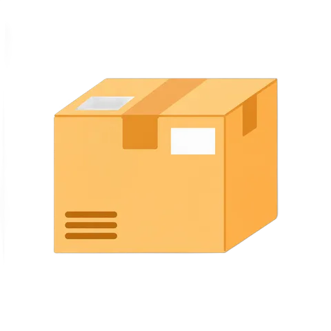 Isolated transparent background clipart of a brown cardboard box ready for shipping and delivery PNG