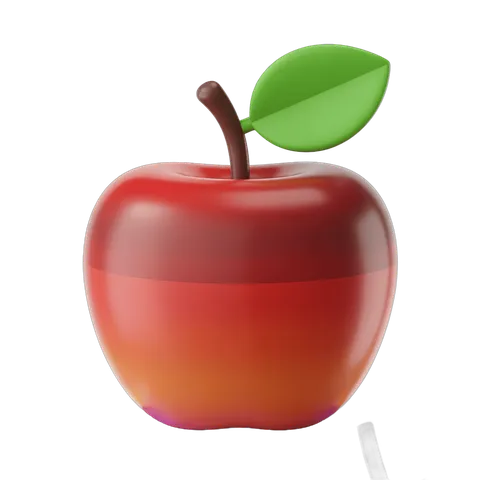 Isolated transparent background red apple with green leaf for food graphics and branding PNG