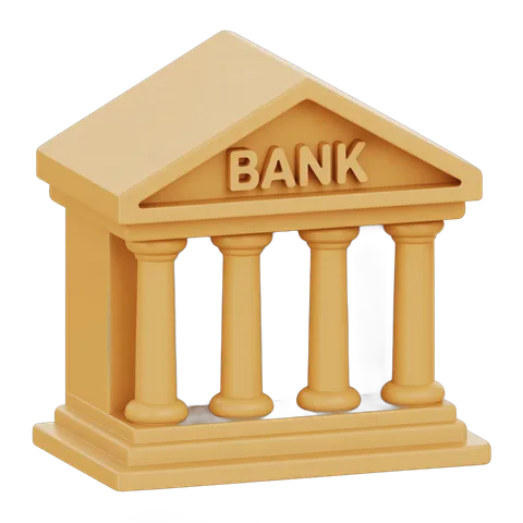 Isolated transparent bank building clipart graphic element for financial presentations and business designs PNG