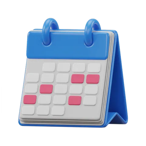 Isolated transparent calendar clipart with highlighted dates for scheduling events or deadlines PNG