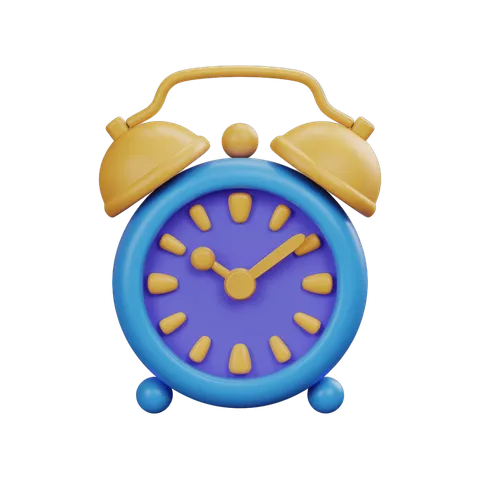 Isolated transparent clipart alarm clock with golden bells and blue face for digital design projects PNG