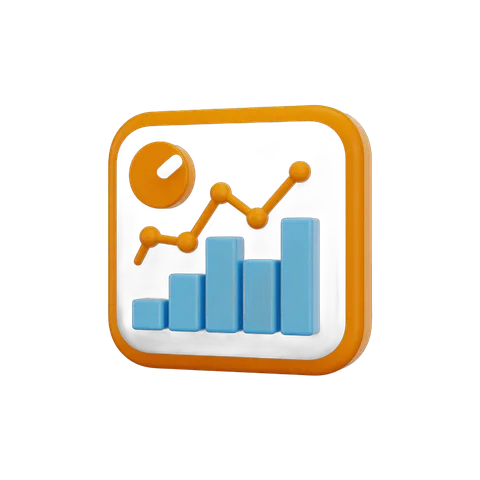 Isolated transparent clipart icon showing business growth with rising bar chart and upward trend line PNG
