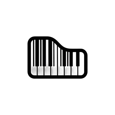 Isolated transparent clipart of a piano keyboard graphic for music education and website design PNG