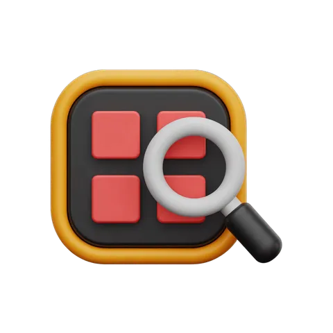 Isolated transparent clipart of calculator with search magnifying glass for business analytics and data review PNG