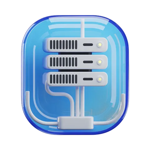 Isolated transparent clipart of stylized server hardware in blue tech casing for digital design PNG