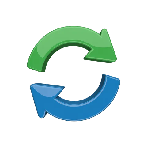 Isolated transparent green and blue circular arrows clipart for business presentations and website design PNG