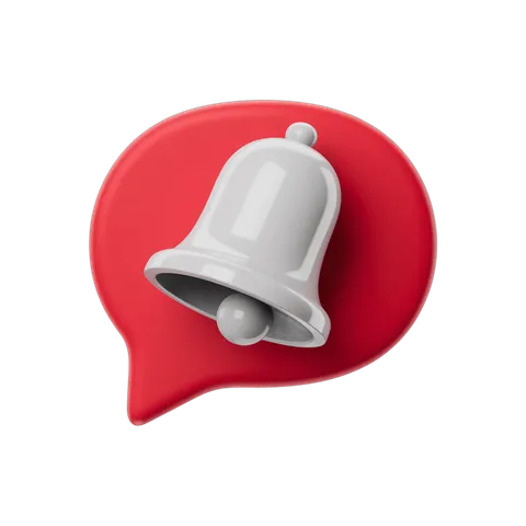 Isolated transparent notification bell graphic for alerts and digital communication designs PNG