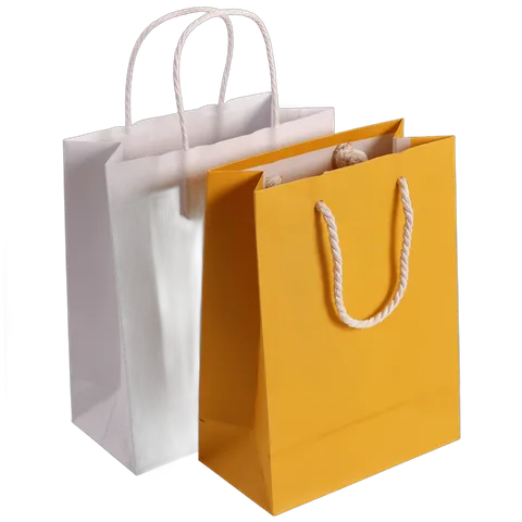 Isolated transparent shopping bags with handles for gift packaging and ecommerce product display PNG