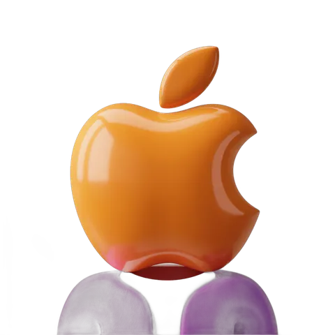 Isolated vibrant orange apple logo icon on transparent background for branding and digital design PNG