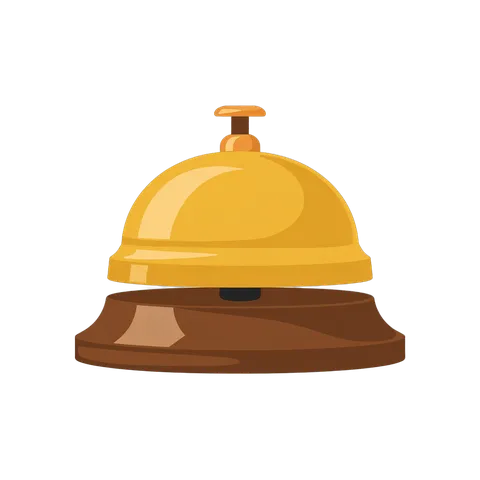 Isolated vintage hotel bell clipart graphic for reception desk notification icons PNG