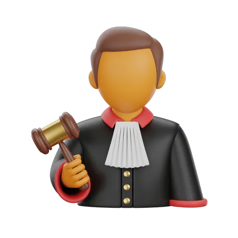 Judge holding gavel in black robe isolated transparent background clipart graphic PNG