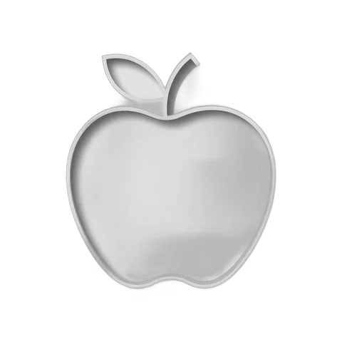 Minimalist metallic apple icon for branding and app design with transparent background PNG