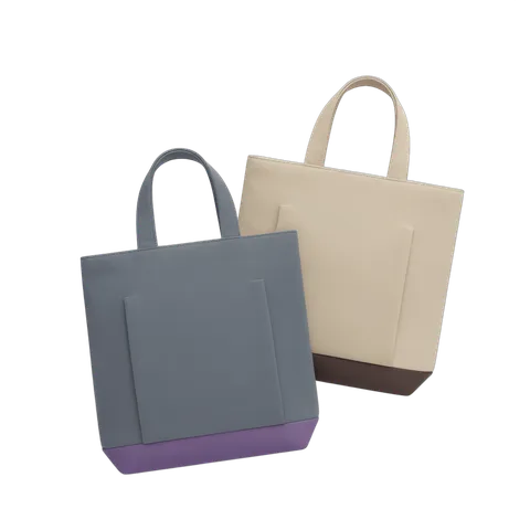 Minimalist tote bags in gray and beige for everyday carry and professional use PNG