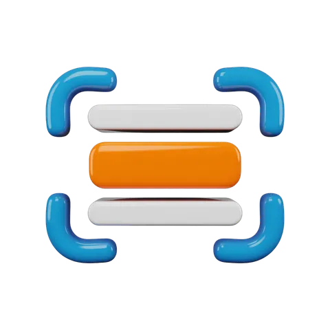 Modern abstract 3D clipart graphic with blue connectors and orange center bar for presentations and designs PNG