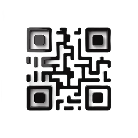 Modern black and white QR code graphic element for digital marketing and app promotion PNG