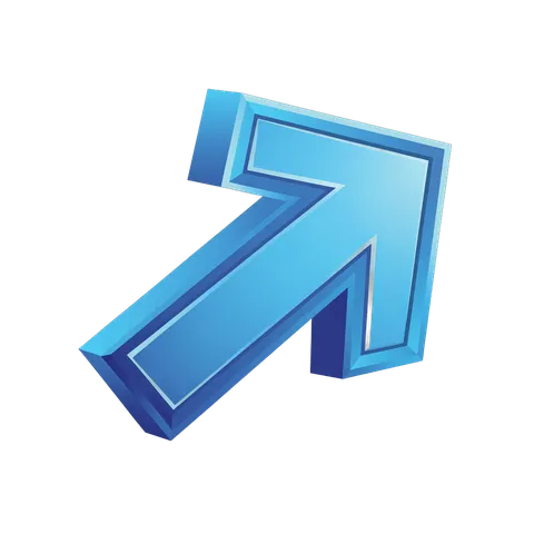 Modern blue 3d arrow graphic element for presentations business websites and app interfaces PNG