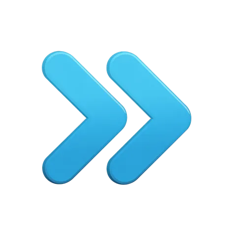 Modern blue forward navigation arrow icon for web design user interface and app development PNG