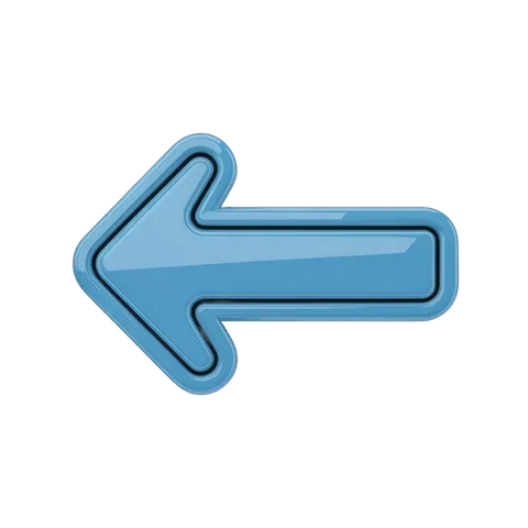 Modern blue left pointing arrow icon for web design user interface navigation PNG