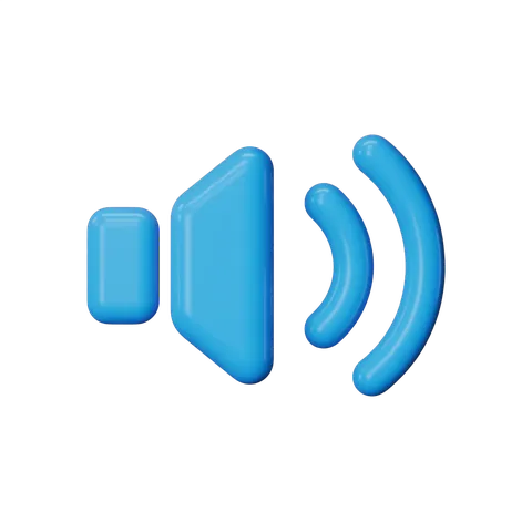 Modern blue speaker icon with volume waves for presentations and apps PNG