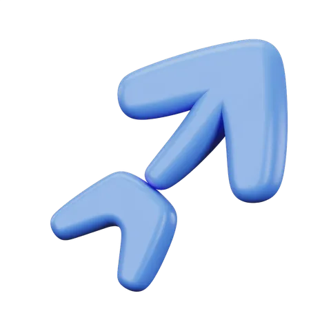 Modern blue upward and right directional arrow clipart for presentations and web design PNG